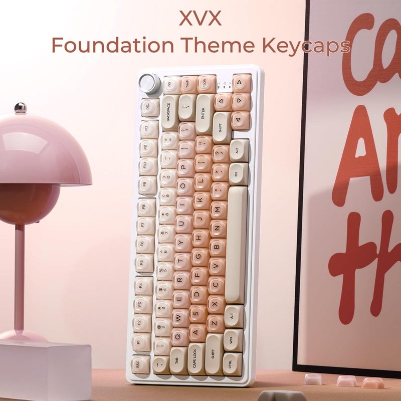OHY PBT Keycaps, XVX Pink Jelly Foundation HOA Profile, 132-Key Cute Custom Keycaps (for Mechanical Keyboards with Cherry/Gateron MX Switches)-Flesh Pink - Image 2